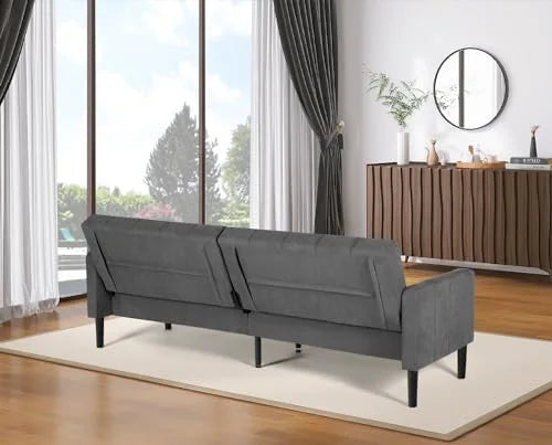 Modern Upholstered Tufted Convertible Folding Futon Sofa Bed with USB V8039