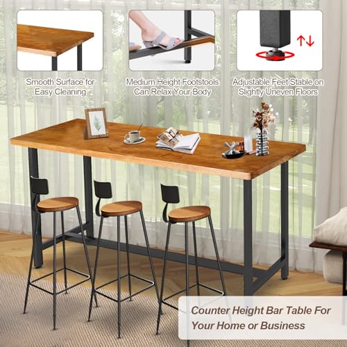 Rectangular High Top Wooden Bar Table with Iron Legs O534175