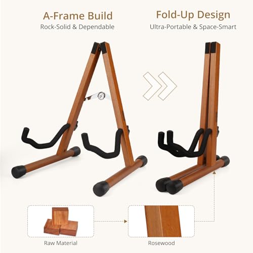 Hardwood Black Foldable Guitar Stand A719899