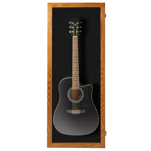 Natural Oak Acrylic Acoustic Guitar Wall Display Case T874