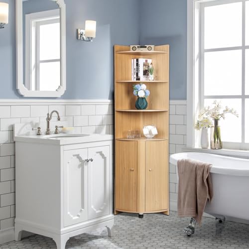 Tall Corner Cabinet with Doors and Shelves N7567