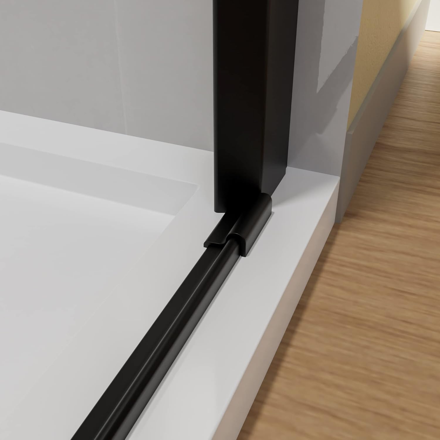 Matte Black 32 in. x 72 in. Clear Tempered Glass Shower Door V87761