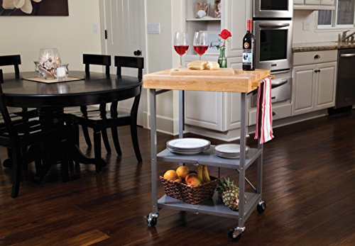 3-Tier Foldable Rolling Kitchen Cart on Wheels O268398