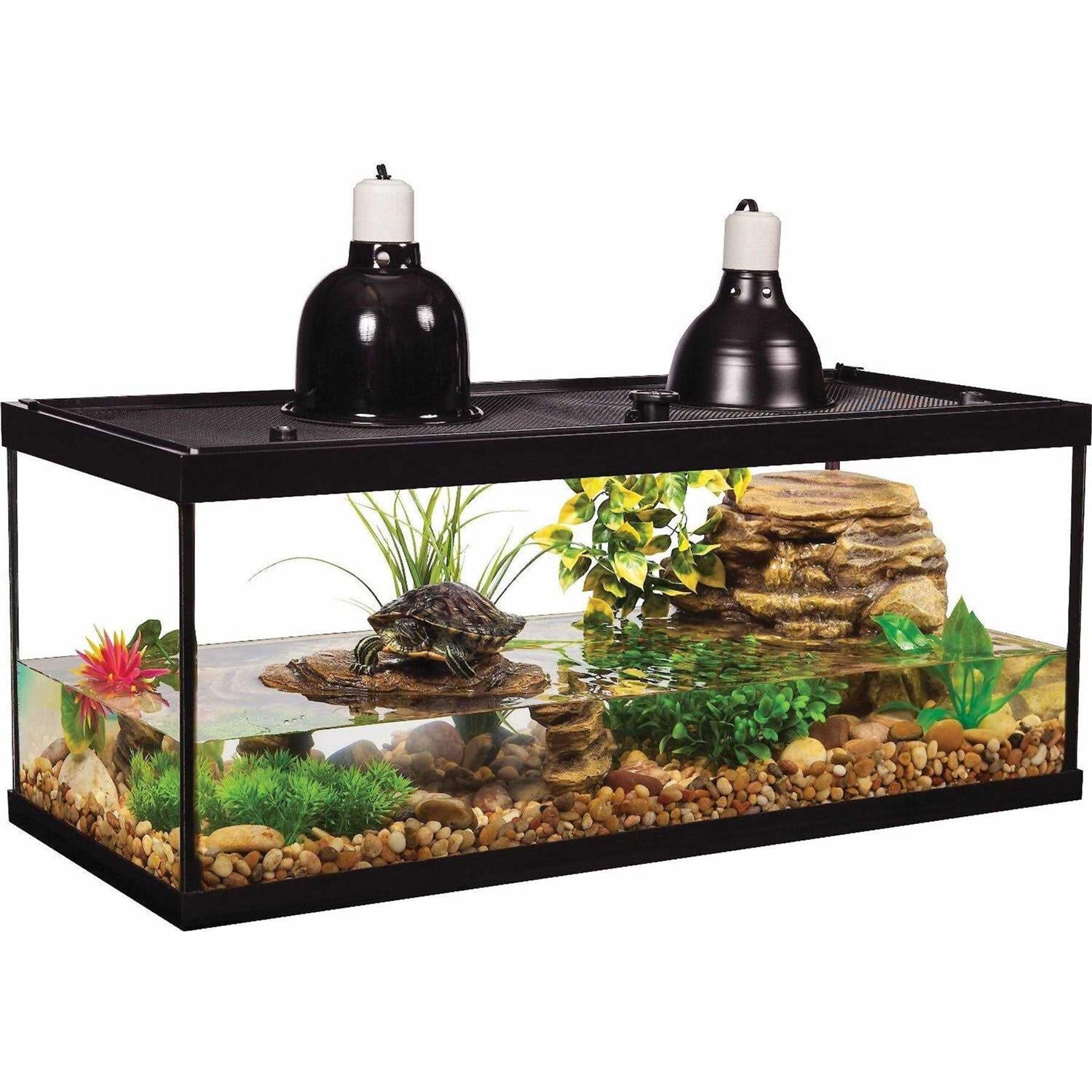20 Gallons Aquatic Turtle Aquarium Kit with Filter And Heating Lamps H292997