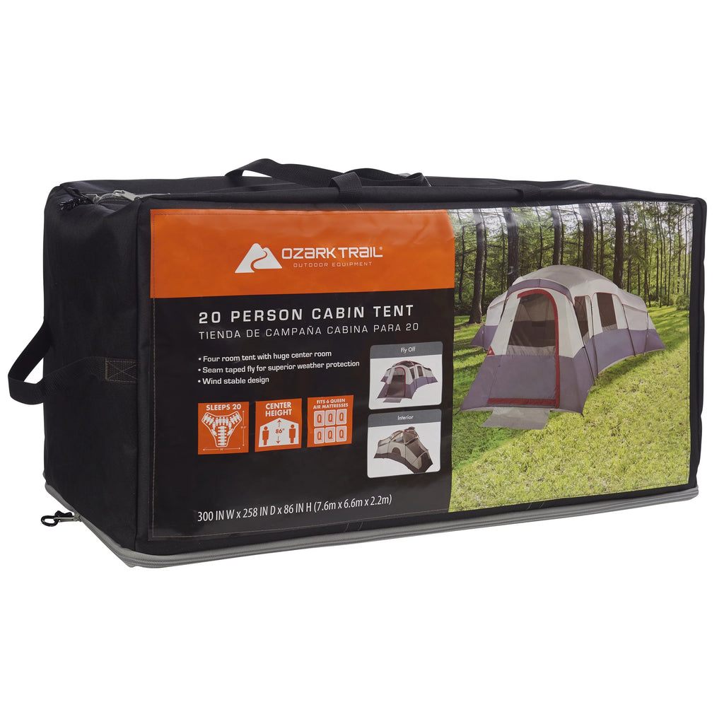 20-Person 4-Room Cabin Tent with 3 Separate Entrances W64446