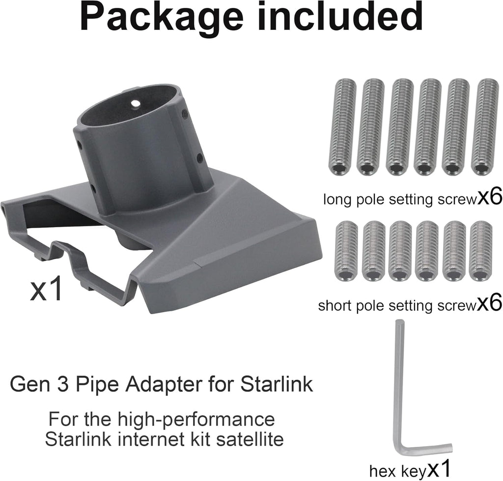 Gen 3 Pipe Adapter Mount Kit for Starlink Standard Dish Q878