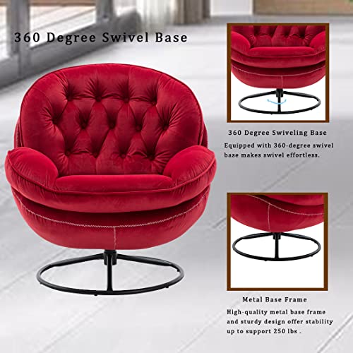 Velvet Swivel Accent Chair with Ottoman Set (Fruit Green) M75370
