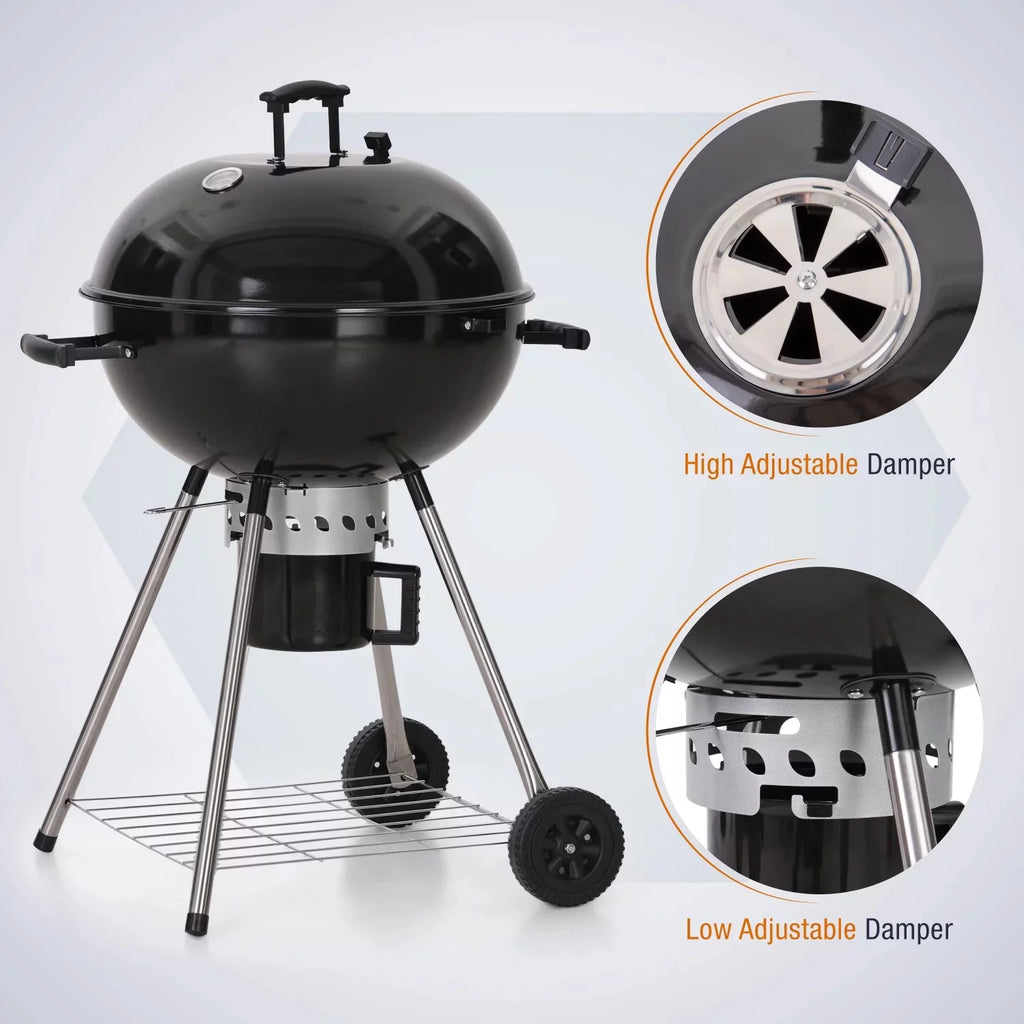 22" Portable Charcoal BBQ Grill, Black G914