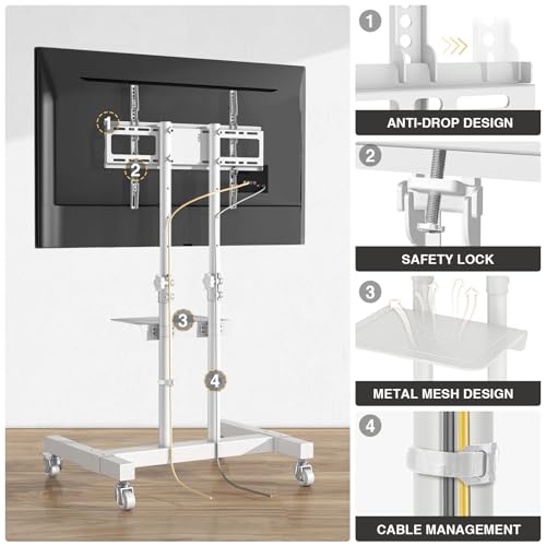 Rolling TV Stand with Metal Laptop Shelf B2503