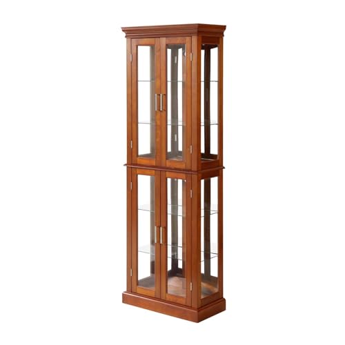 Cherry Wood Curio Cabinet with Tempered Glass Doors W85999
