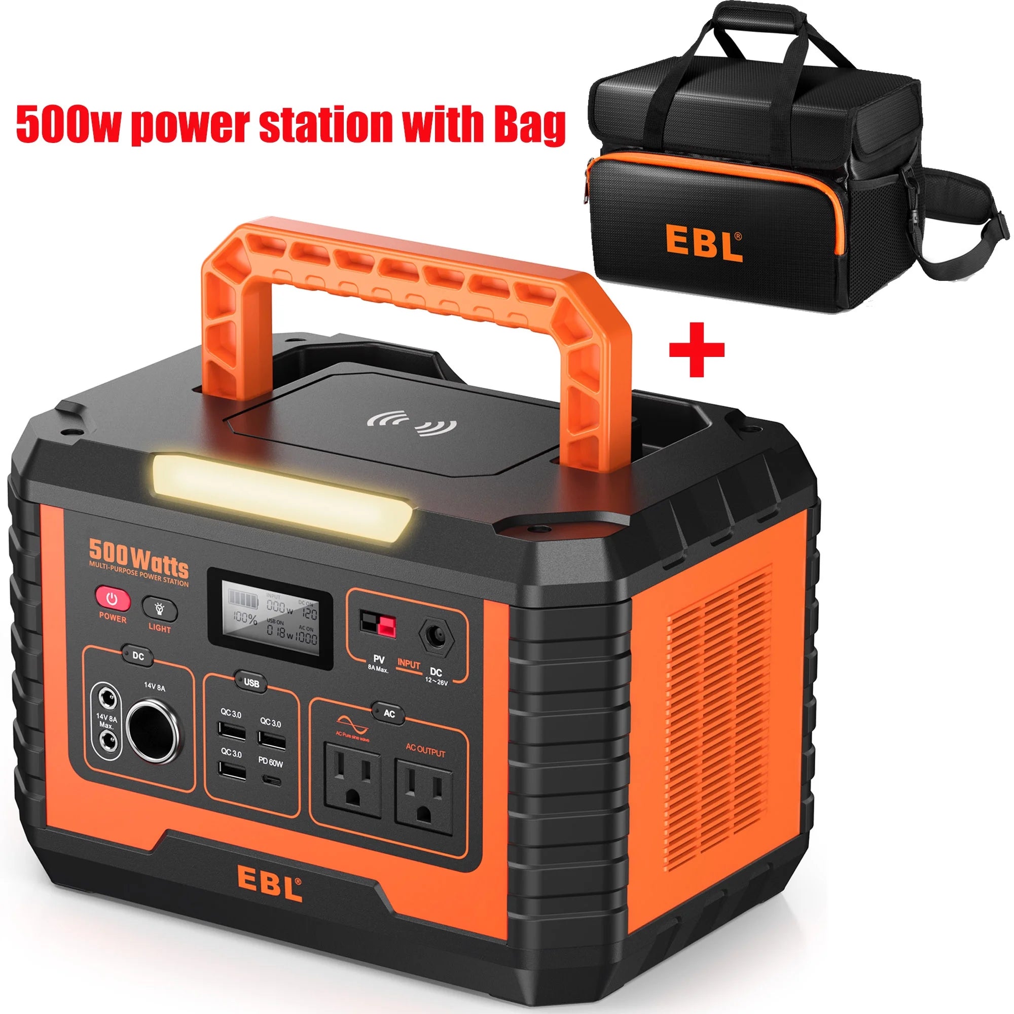 500W Portable Power Station 519.4Wh Power Battery with Storage Bag O637