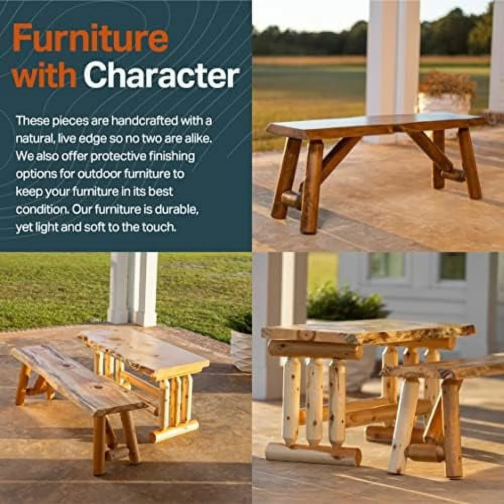 Rustic Pine Cedar Wood Bench I983508