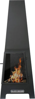 Black Steel Chiminea Fireplace with Poker H613628