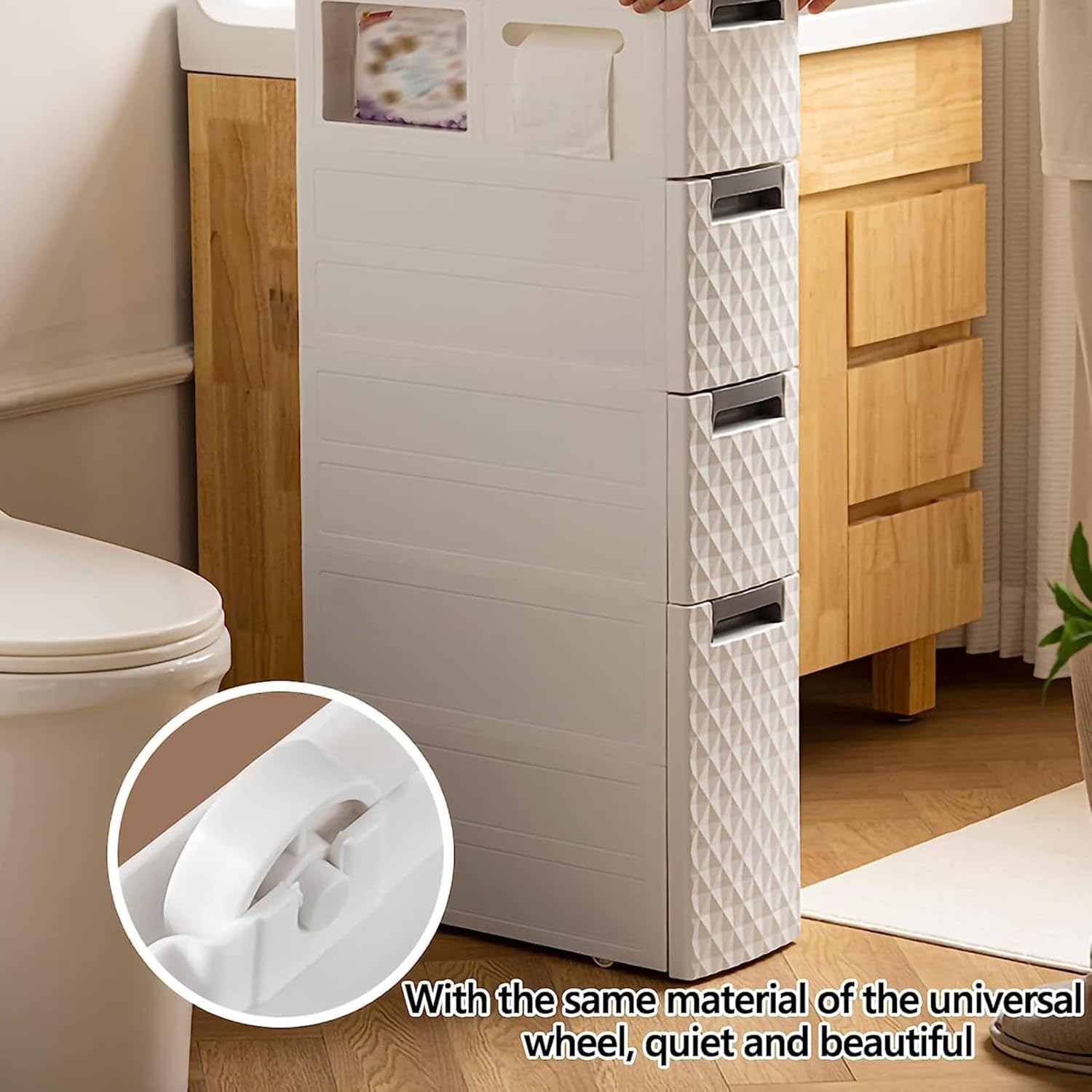 Slim Storage Tower with Wheels Drawer Cart T275