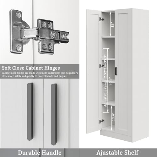 White Wooden Tall Storage Cabinet with 2 Doors and Shelves N5478