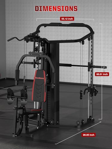 Multifunction Home Gym System with 138LB Weight Stack I854233