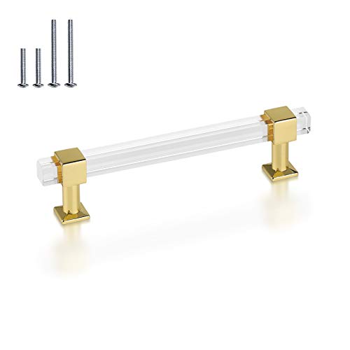 30 Pack 5 Inch Hole Center Gold Acrylic Cabinet Pulls V87383