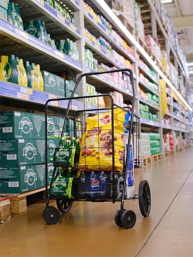 Silver Jumbo Folding Shopping Cart with Double Basket and 360-Degree Wheels X199