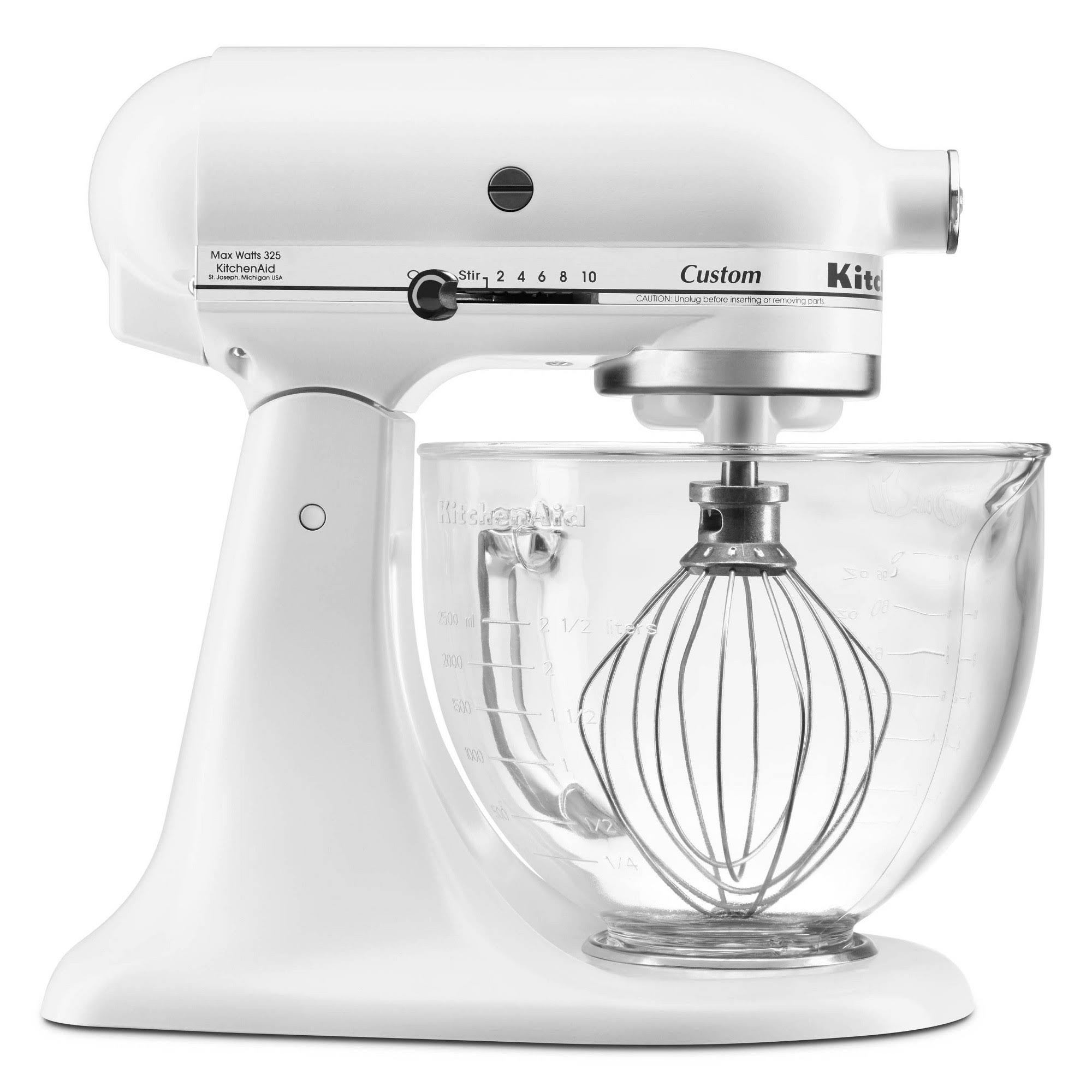 5-Quart Matte White Glass Bowl Stand Mixer K871