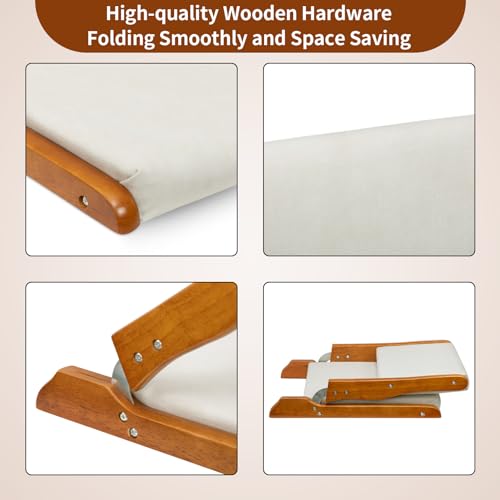 Beige Foldable Floor Chair with Cushion U1120