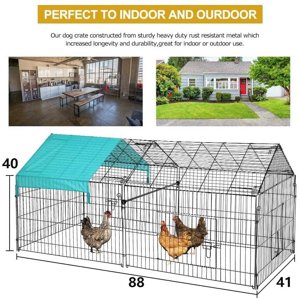 Large Metal Chicken Coop with Door & Cover A99001