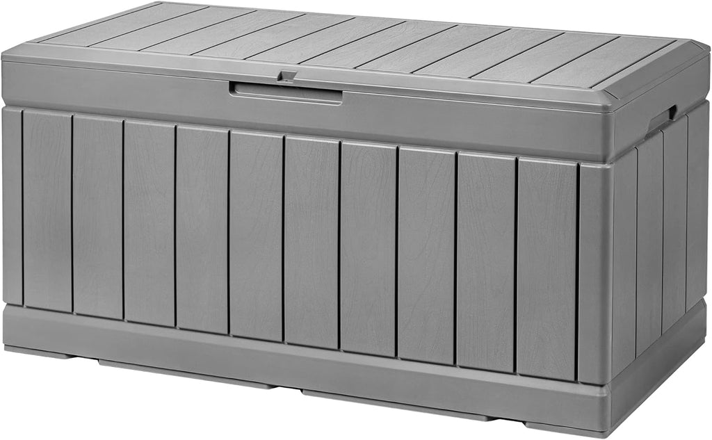 85 Gallon Lockable Resin Outdoor Storage Box Grey H719