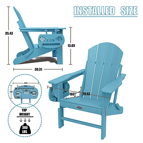 HDPE Folding Adirondack Chair Set of 4 with Cup Holder Trays W3419
