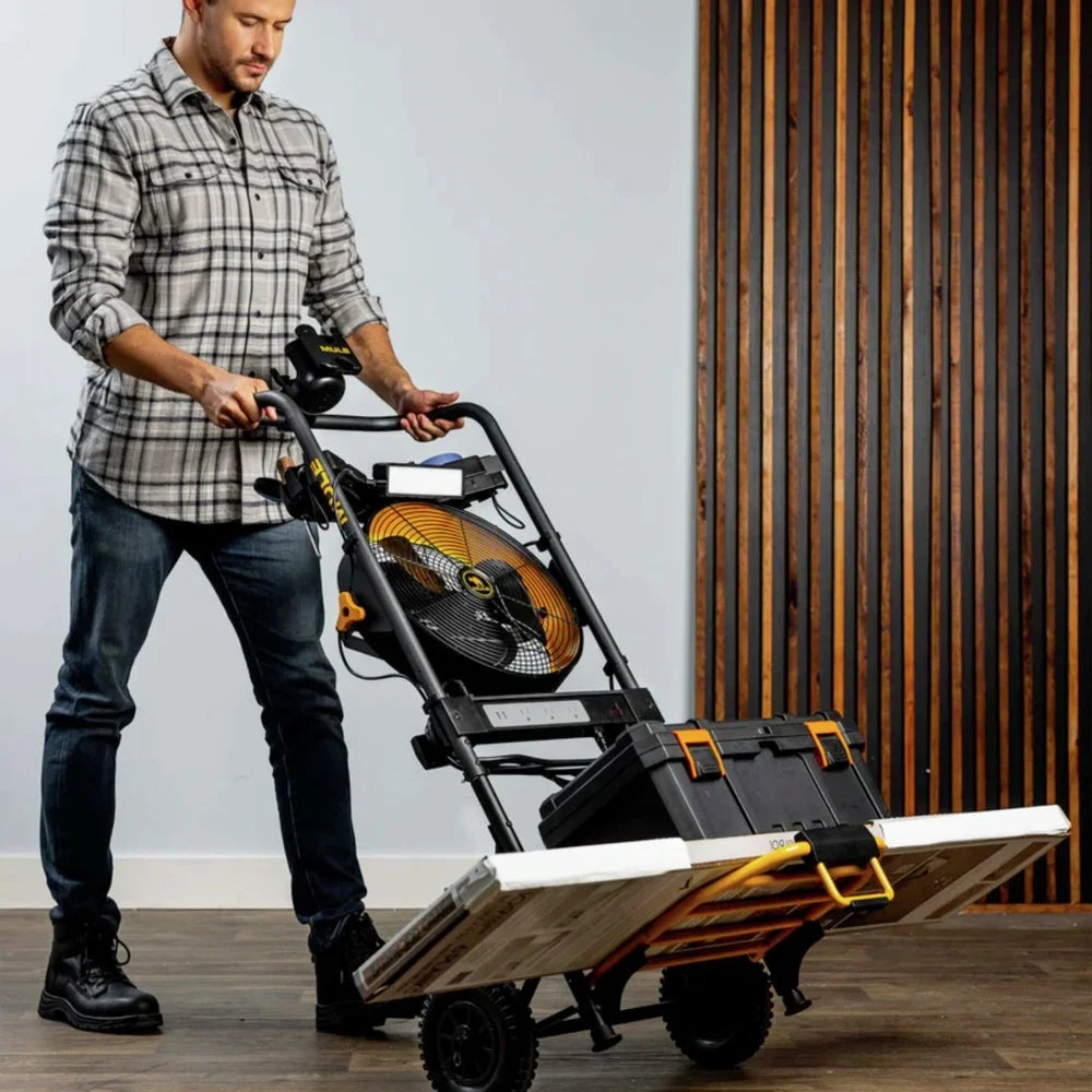 200 lbs. Capacity Hand Truck 5-in-1 Mobile Workshop with Integrated Fan and LED Light B46492