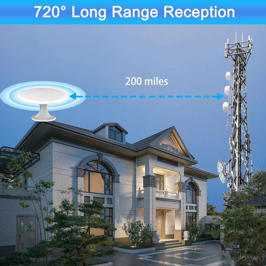 White 720° Omni Directional Digital HD TV Antenna with 35ft Cable H41218