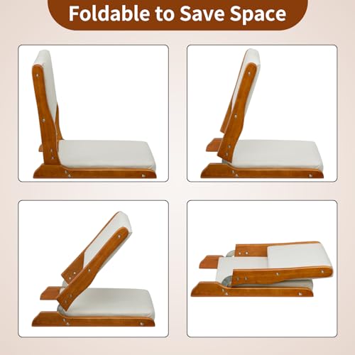 Beige Foldable Floor Chair with Cushion U1120