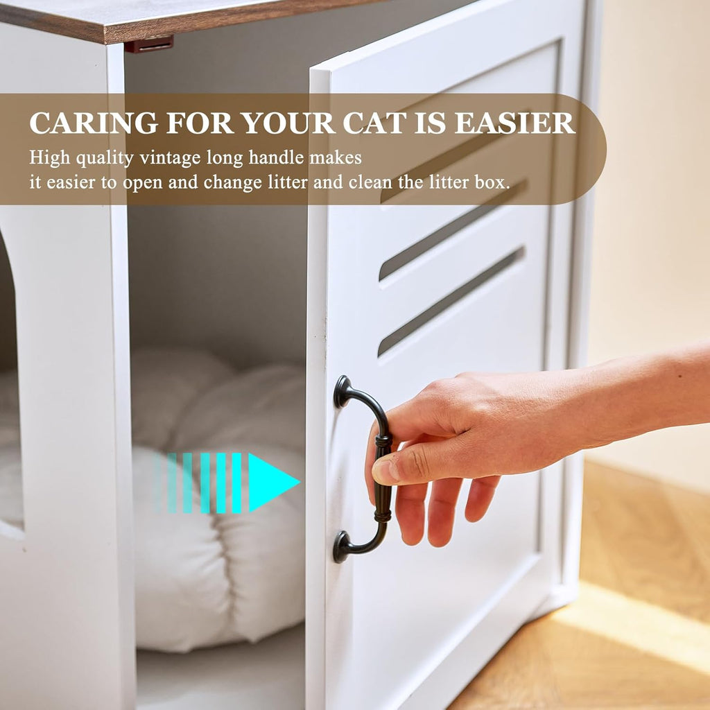 White Corner Litter Box Enclosure Cabinet, 31.5 x 17.7 x 19.7 in P60402