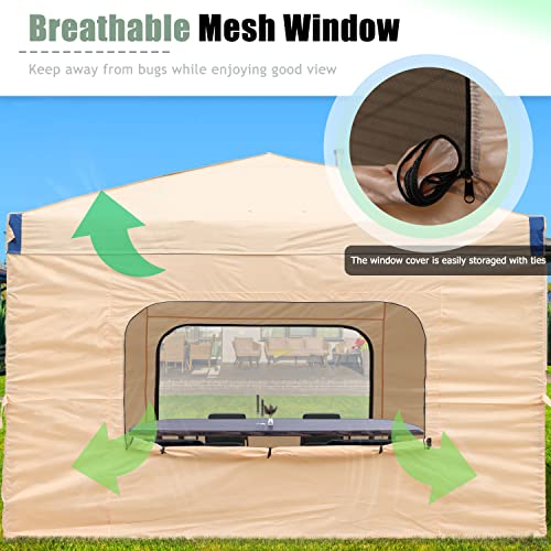 12x12 FT Pop-Up Canopy Tent with Roller Bag and Curtain, Iron Frame, 210D Oxford Fabric K5130