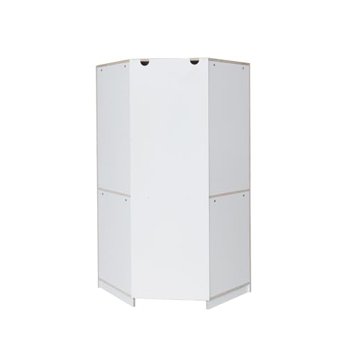 Natural Polygon Wooden Corner Wardrobe Closet with 2 Hanging Rails & Shelves P836785