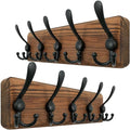 Black 2 Packs Wall Mounted Coat Rack with 5 Triple Hooks Z2036