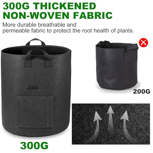 6-Pack 10 Gallon Potato Grow Bags with Flap Window, Heavy Duty Aeration Fabric Pots with Handles I273