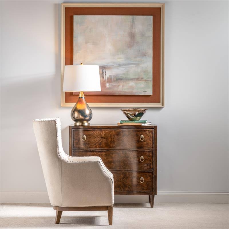 Olive Ash Burl 3 Curved Drawer Chest K374607