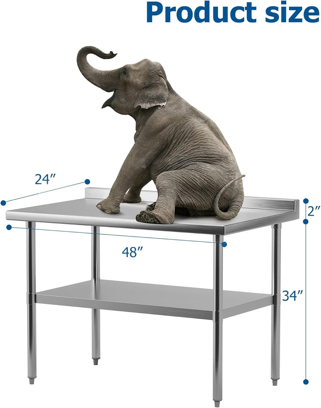 48 x 24 Inch Stainless Steel Commercial Heavy-Duty Table with Undershelf and Backsplash A130659
