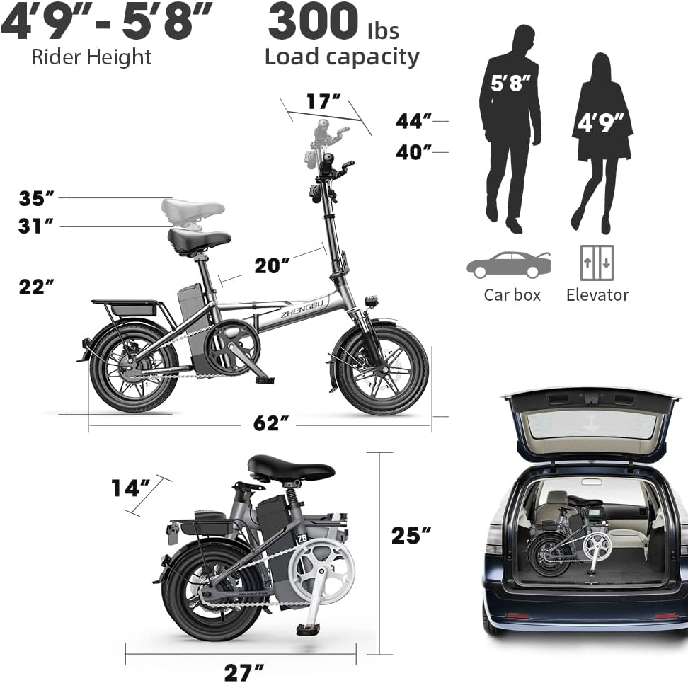Folding Electric Bike, Magnesium Alloy 500W 48V 12.8Ah Removable Battery, 20'' Dual Suspension 7-Speed S358