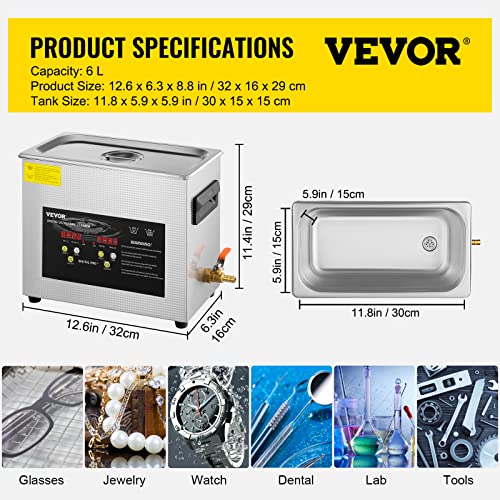 6L Ultrasonic Cleaner with Heater Timer P920906