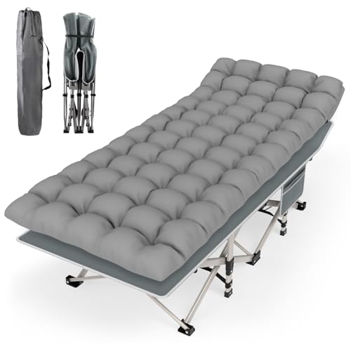 Grey Folding Camping Cot with Carry Bag D8159
