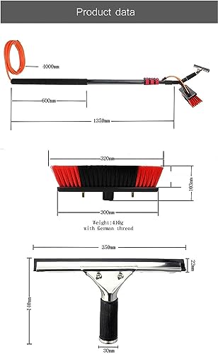 Water Fed Telescopic Window Cleaning Pole Kit with Squeegee Brush M1820