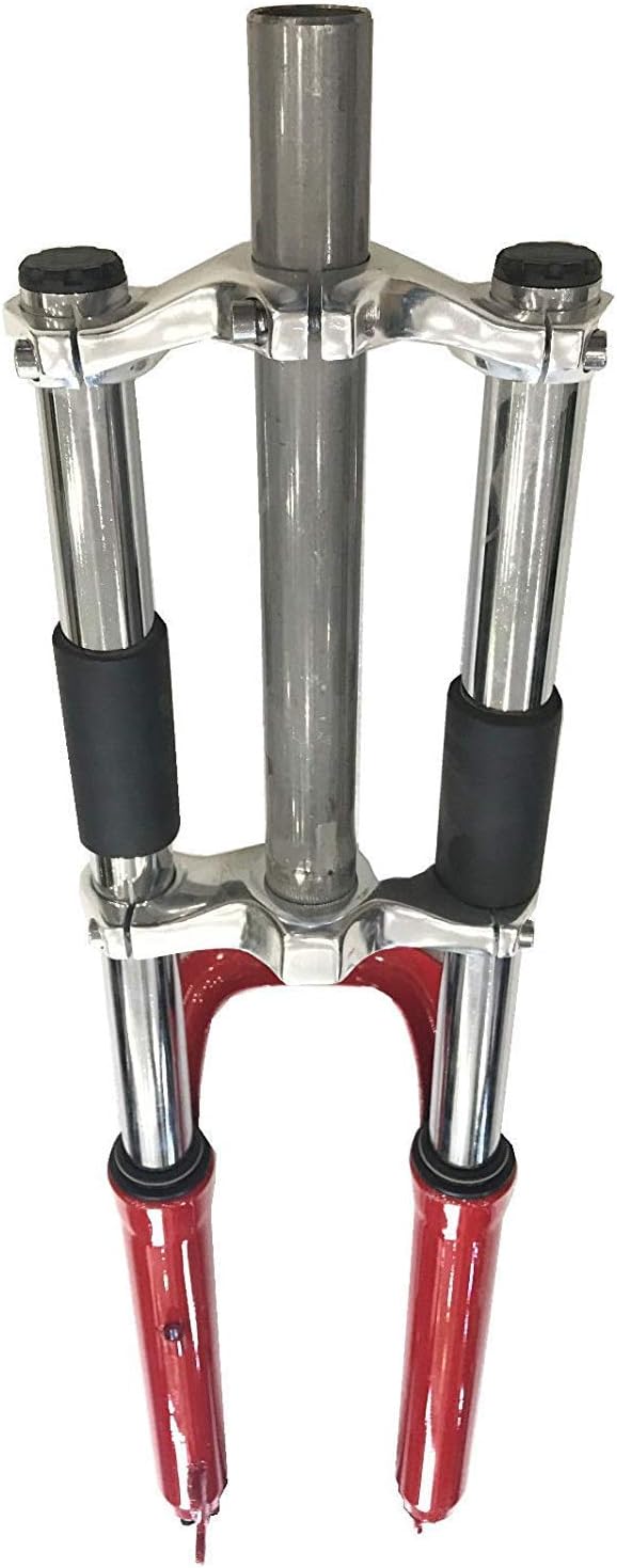 Red Fork 26" and 1 1/8" Headset Combo Triple Tree Suspension Fork Double Shoulder Gas Motorized Bike Z358