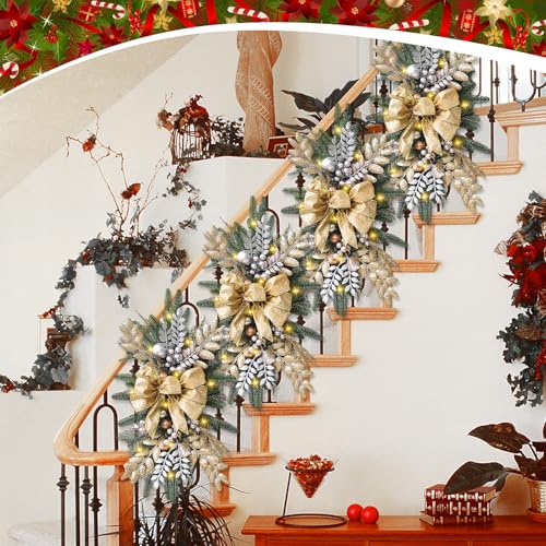 24 Inch Cordless Prelit Teardrop Christmas Swag M14625