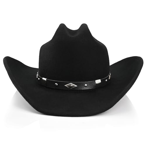 100% Wool Felt Cowboy Hat with Two Decorative Bands J497