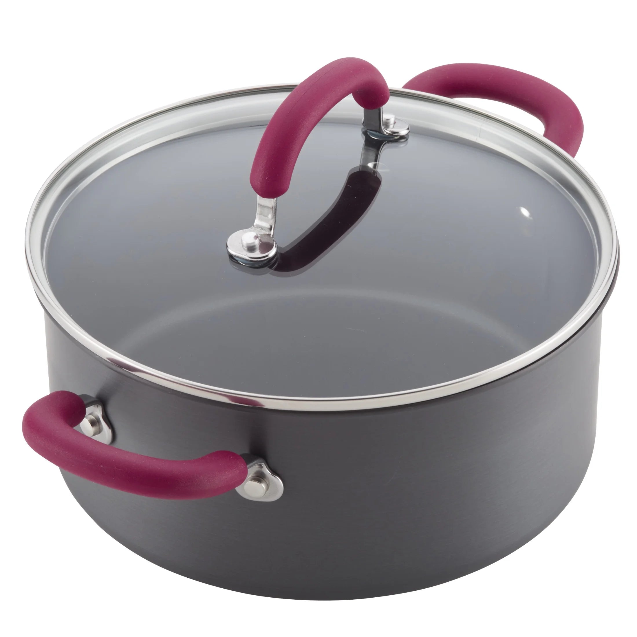 11 Piece Nonstick Pots and Pans Set, Burgundy Handles O666