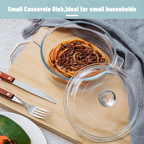 2 Pieces Glass Casserole Dish with Lid, Oven Safe (Square, 0.8L/ 1.5L) D532014