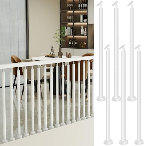 Round Spindles for Staircase, 2 4 6 Pieces Iron Stairs Balusters with Slant 270° Swivel Top Bracket & Screws G6645