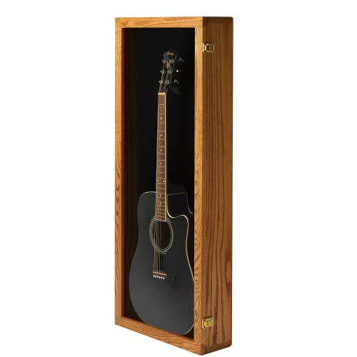 Natural Oak Acrylic Acoustic Guitar Wall Display Case T874