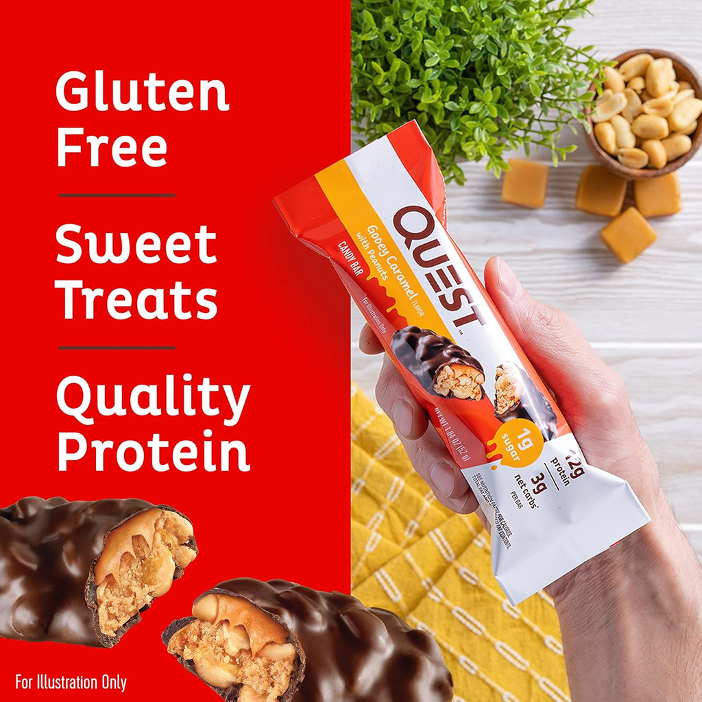 Candy Bars Gooey Caramel with Peanuts (12 Bars) and Protein Chips Variety Pack, 1.1 Ounce (Pack of 12) W5760