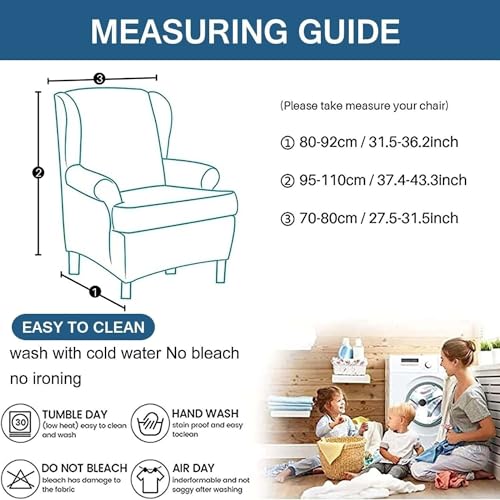 2 Pieces Stretch Spandex Wingback Chair Slipcovers A37176